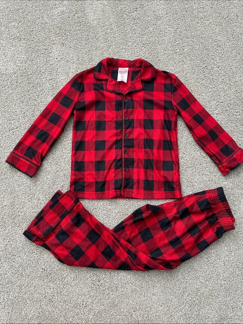 Kids Red and Black Buffalo Plaid Pajama Set - Classic Button-Front